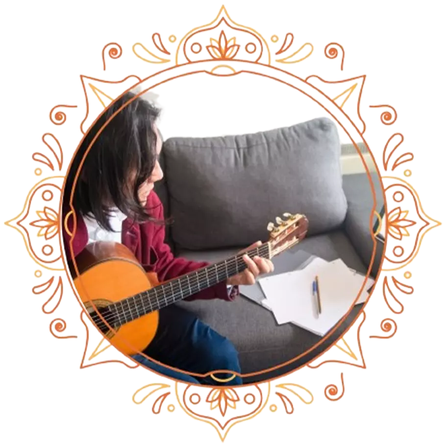 girl playing musical instrument